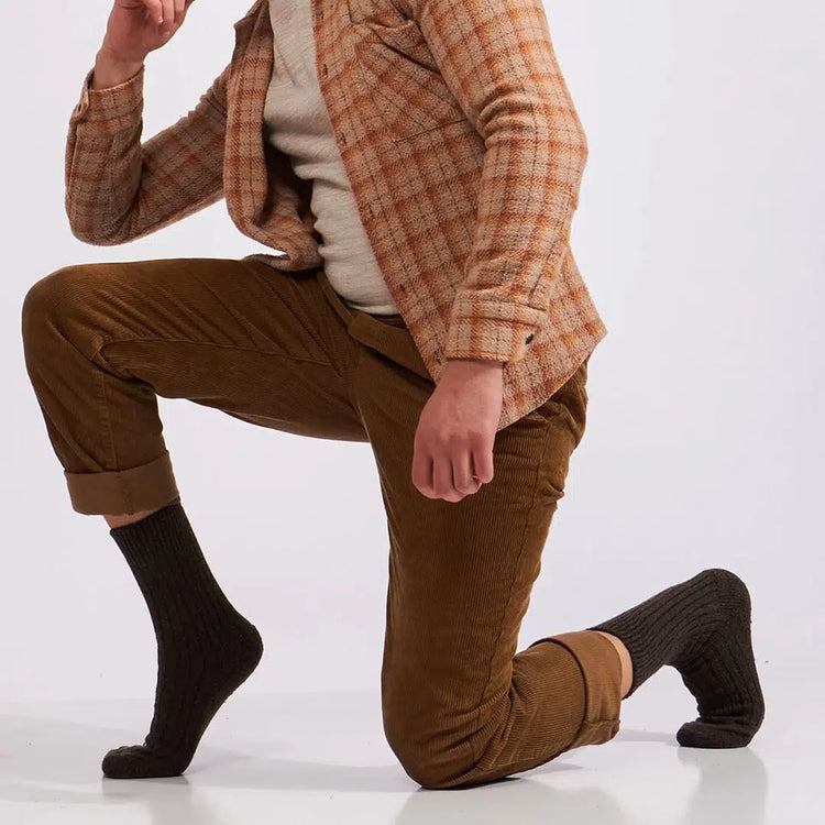 Men's Merino Wool Extra Thick Terry Sole Fuzzy Crew Socks - Multicolor