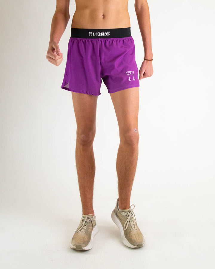 Men's Deep Purple 4" Half Split Shorts XS S M L XL