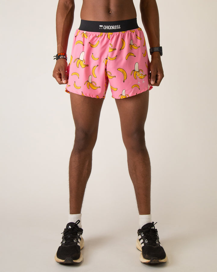 Men's Pink Bananas 4" Half Split Shorts XS S M L XL