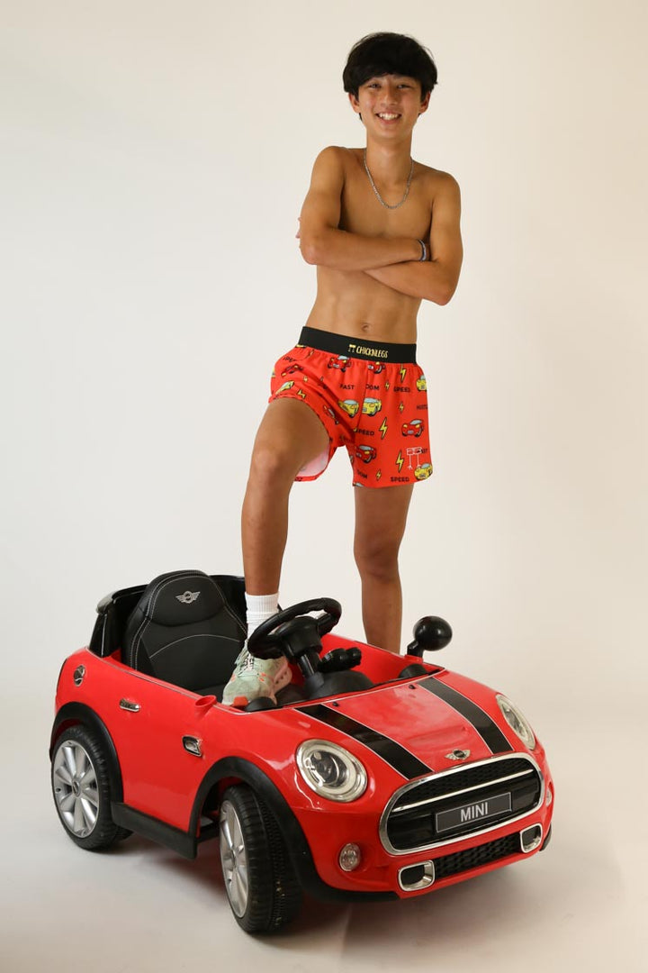 Men's Cars 4" Half Split Shorts (Red)