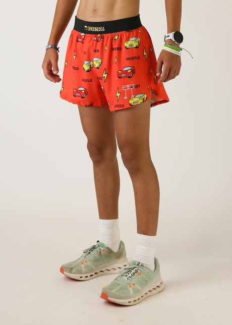 Men's Cars 4" Half Split Shorts (Red)