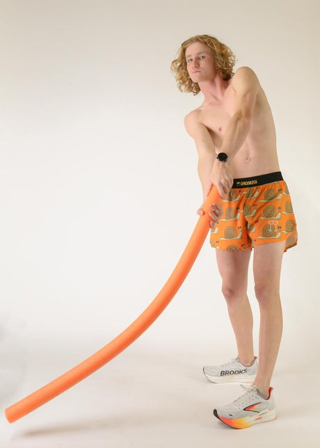 Men's Snails Pace 4" Half Split Shorts (Orange) Medium