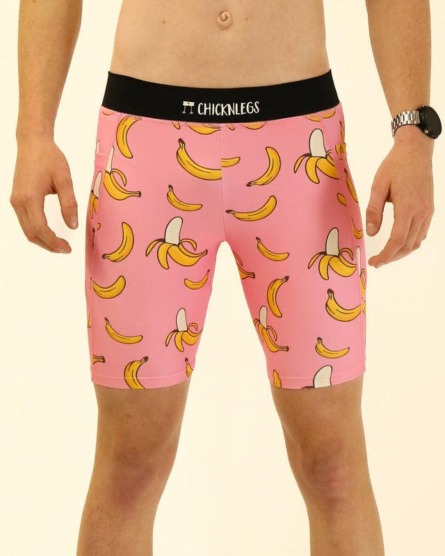 Men's Pink Bananas 8" Half Tights XS S M L XL