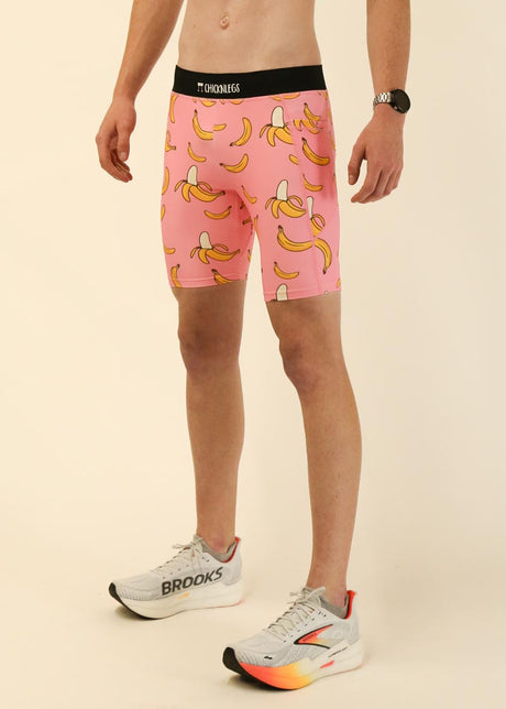 Men's Pink Bananas 8" Half Tights XS S M L XL
