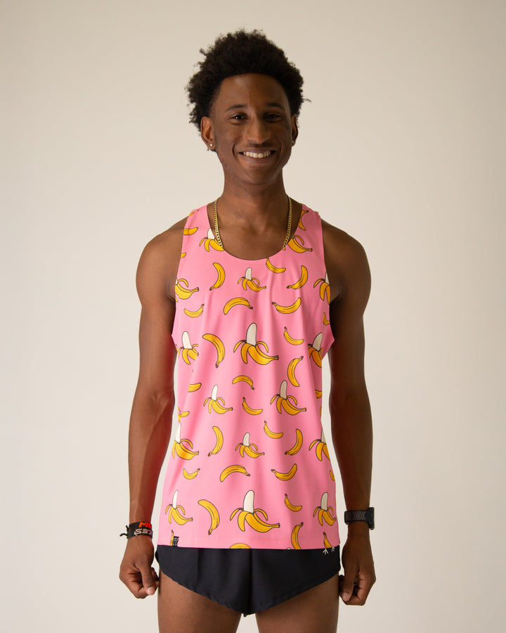 Men's Pink Bananas Performance Singlet
