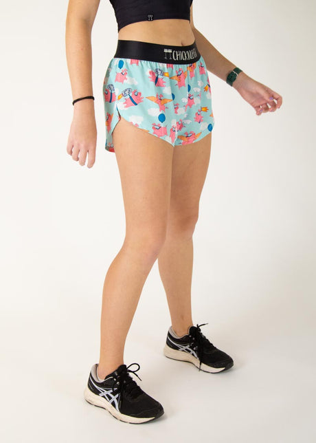 Women's Flying Pigs 1.5" Split Shorts (XXS XS S M L XL)