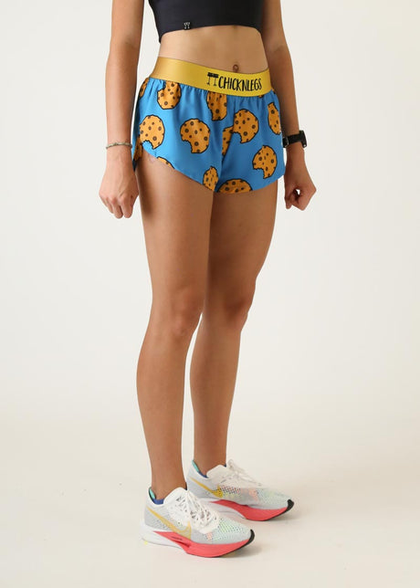 Women's Chocolate Chip Cookies 1.5" Split Shorts (Blue) XXS-XL