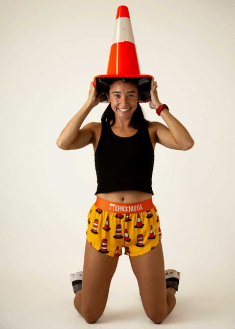 Women's Traffic Cones 1.5" Split Shorts (Yellow/Orange)