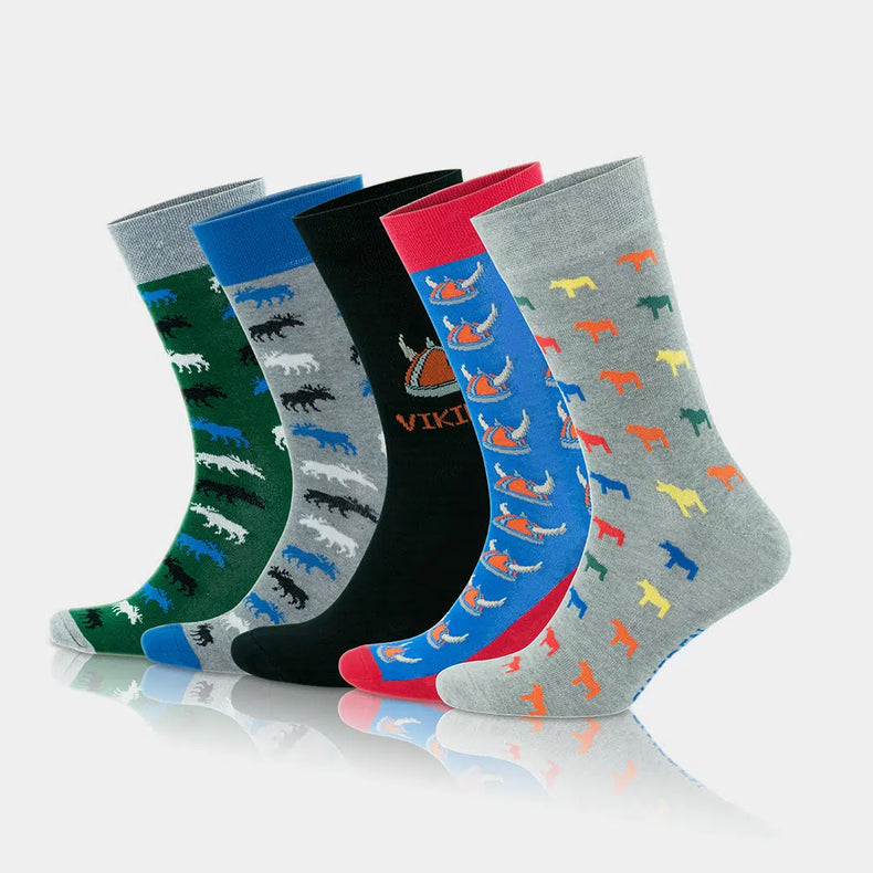 Men's Cotton Cozy Animal Patterned Crew Socks