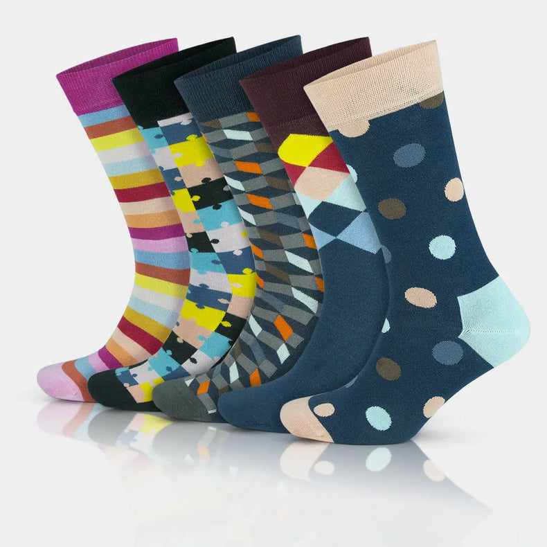 Men's Bamboo Colorful Crew Funny Dress Socks