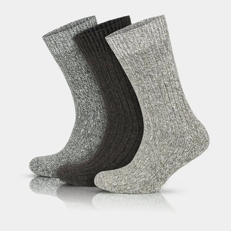 Men's Merino Wool Extra Thick Terry Sole Fuzzy Crew Socks - Multicolor