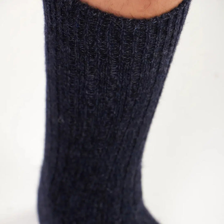 Men's Merino Wool Extra Thick Terry Sole Fuzzy Crew Socks - Multicolor
