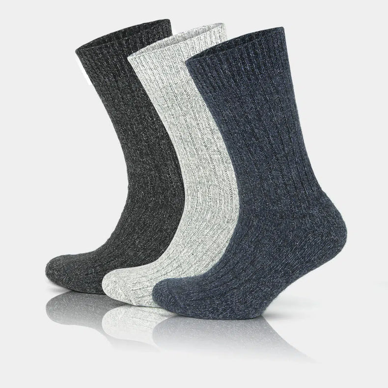 Men's Merino Wool Extra Thick Terry Sole Fuzzy Crew Socks - Multicolor