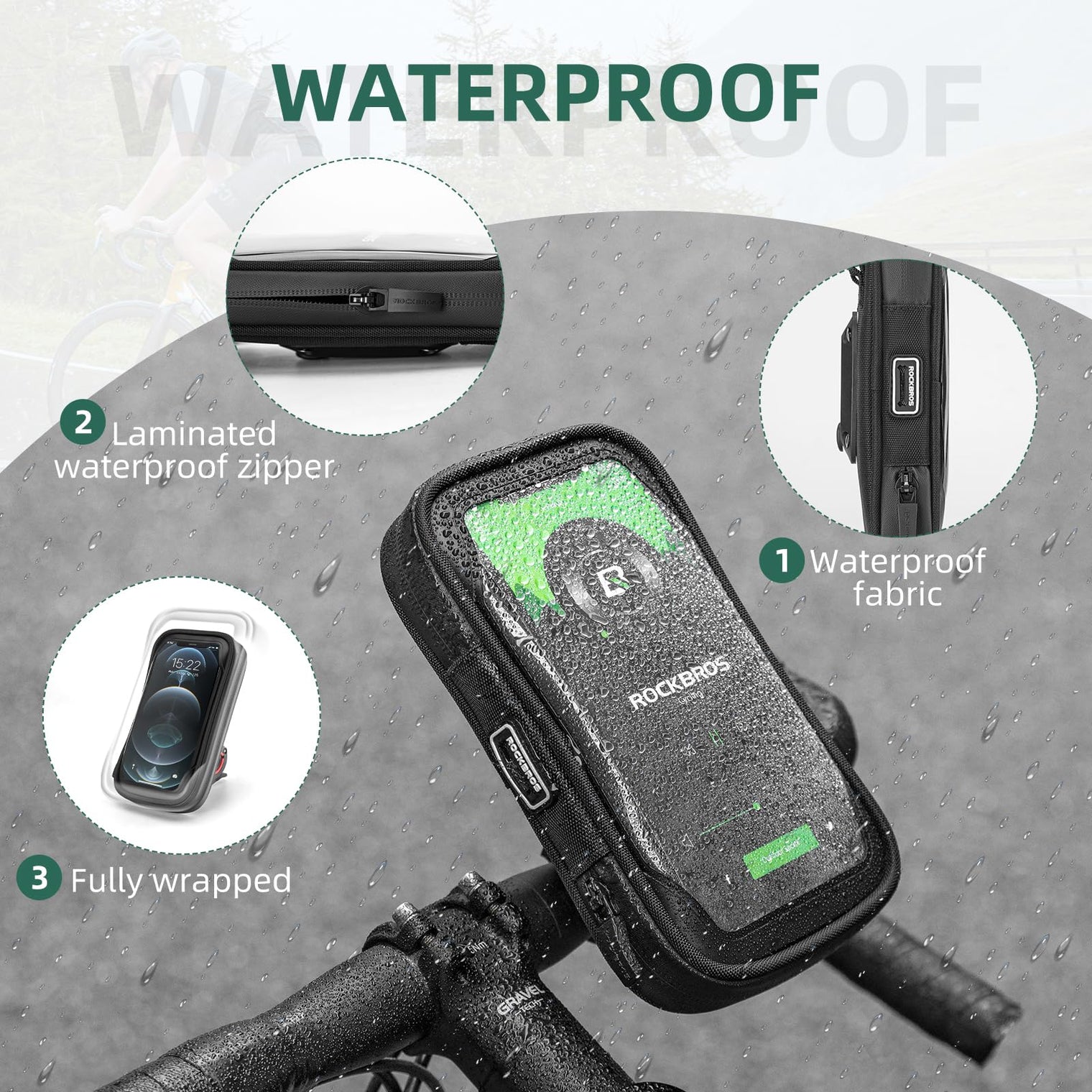 Bike Phone Mount Bag 270°Rotatable Quick Release Bike Phone Holder Handlebar Bag