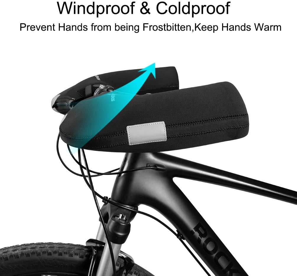 ROCKBROS Winter Bike Handlebar Mittens - Windproof Thermal Pogies for MTB