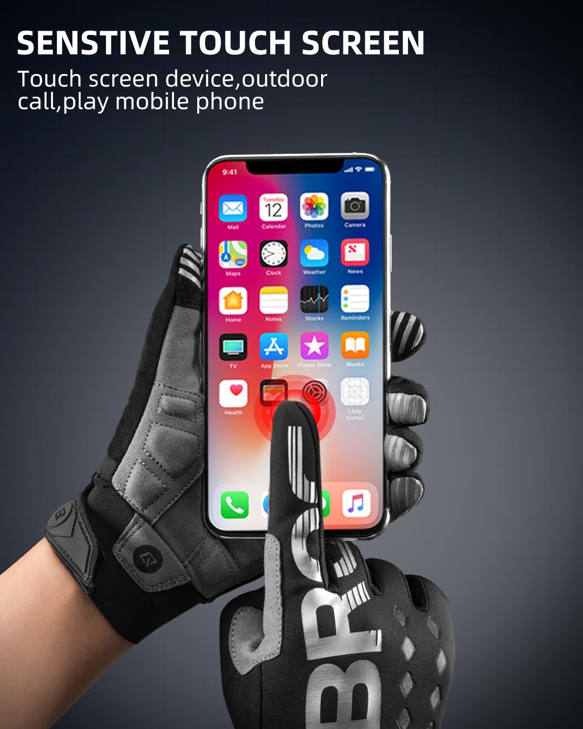 Warm Full Finger Cycling Gloves, Motorcycle Mountain