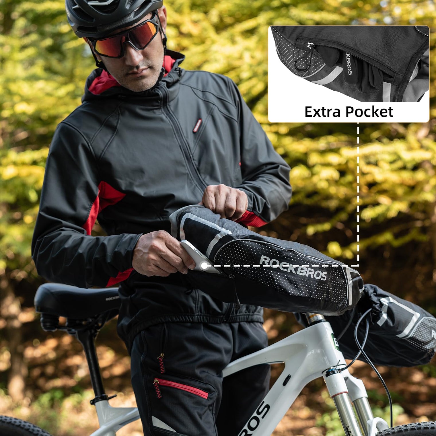ROCKBROS Winter Handlebar Mittens - Extreme Cold Weather MTB Fat Bike Pogies