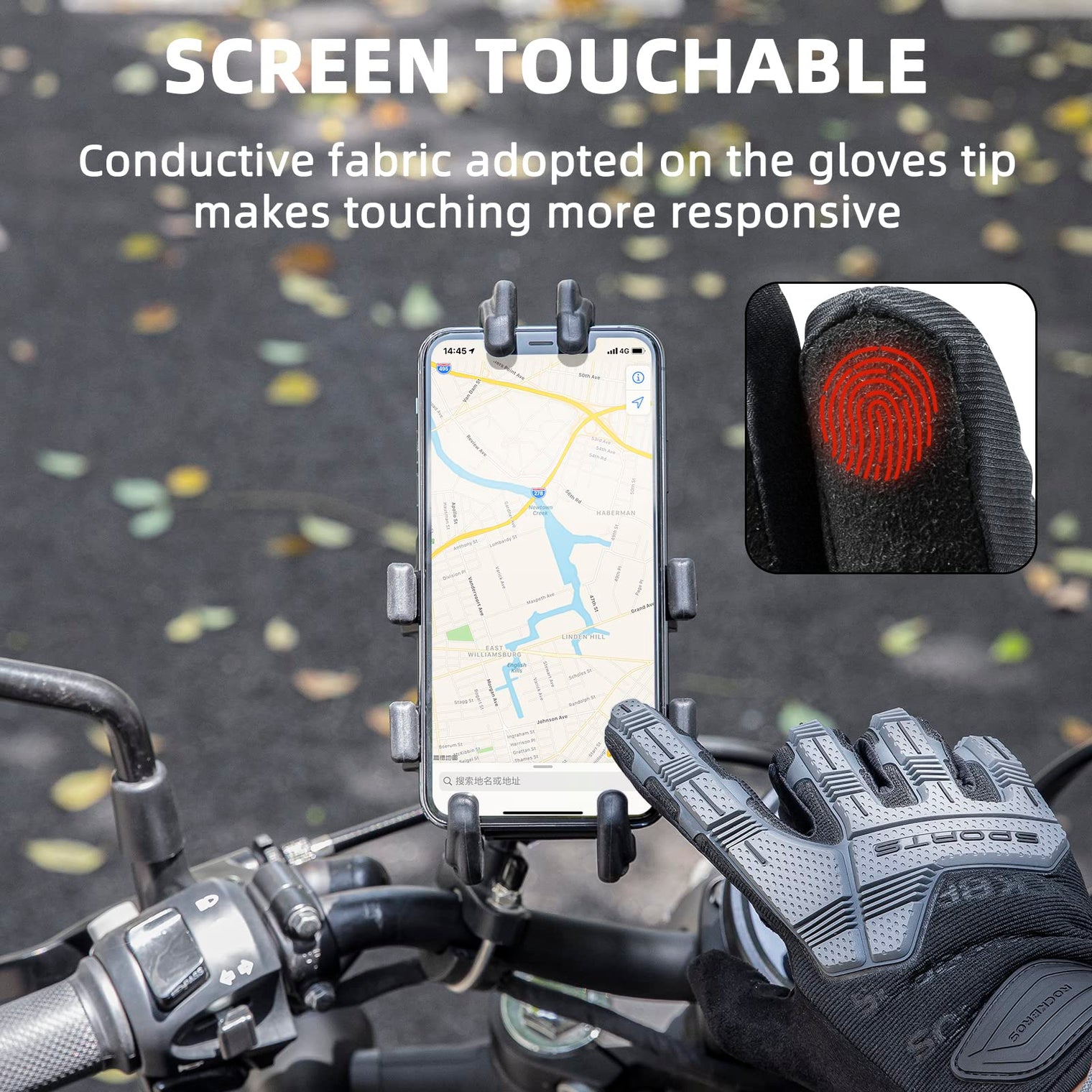 ROCKBROS Winter Touchscreen Motorcycle Gloves with Palm Padding & Knuckle Protection