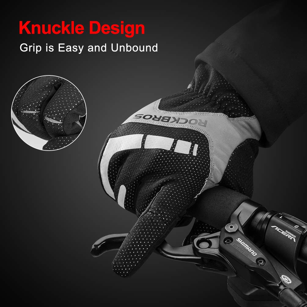 Fleece Full Finger Cycling Gloves, Motorcycle and Mountain Bike Gloves