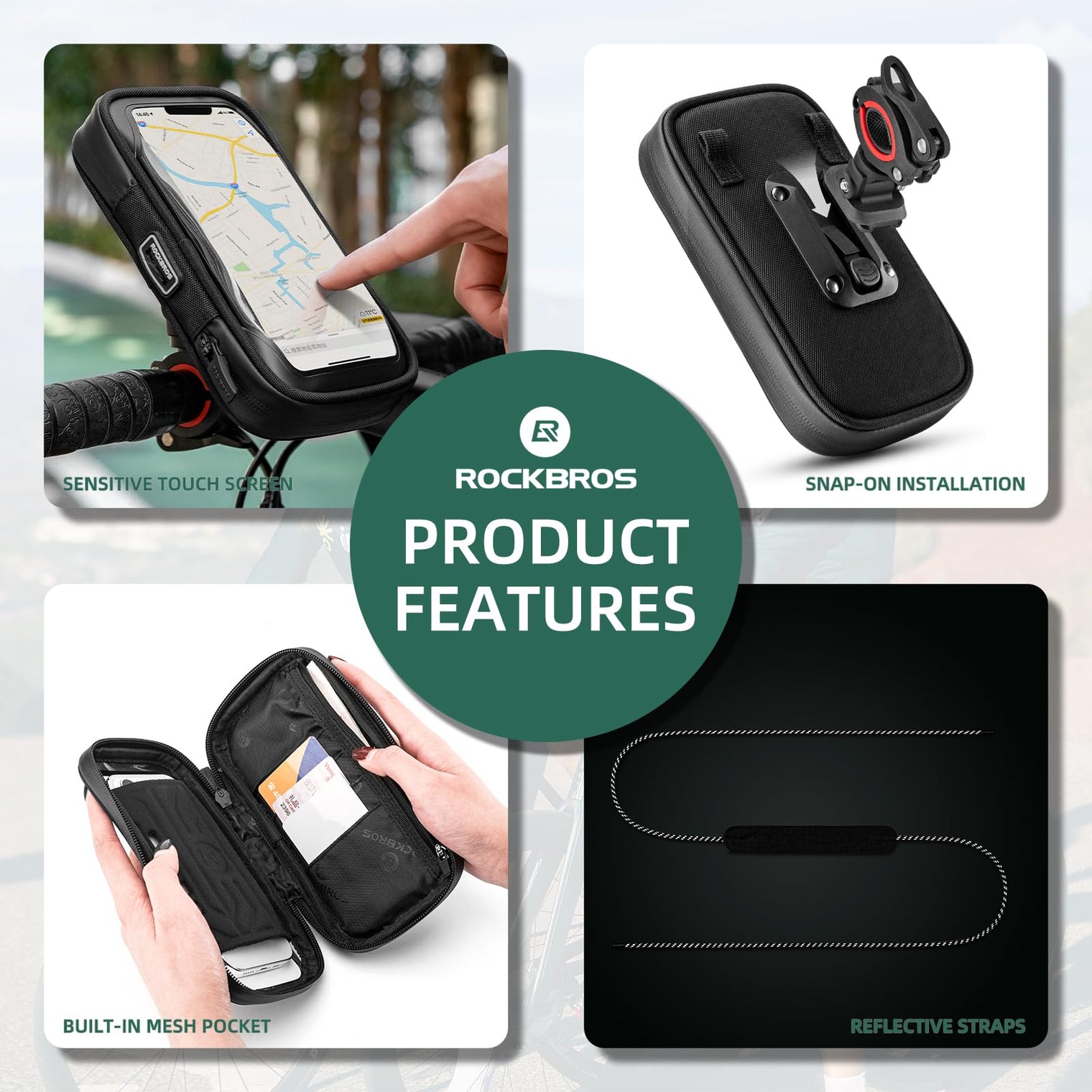 Bike Phone Mount Bag 270°Rotatable Quick Release Bike Phone Holder Handlebar Bag