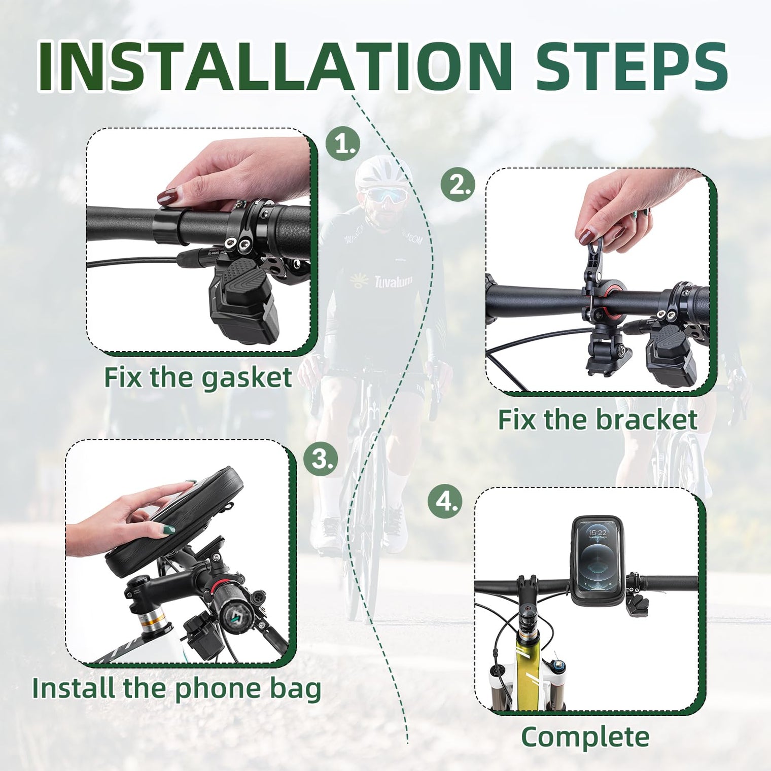 Bike Phone Mount Bag 270°Rotatable Quick Release Bike Phone Holder Handlebar Bag