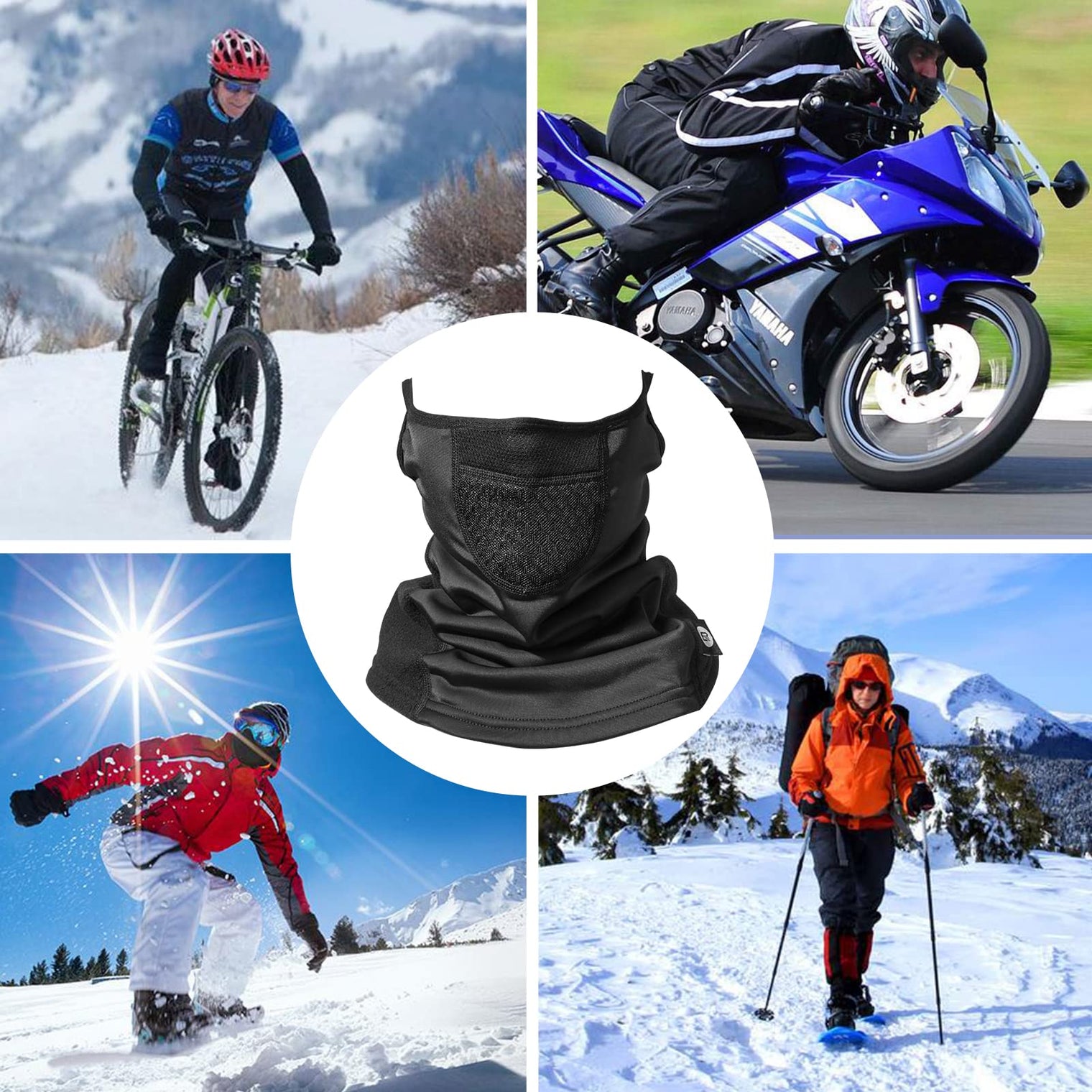 ROCKBROS Winter Neck Gaiter Warmer with Ear Loops Cold Weather