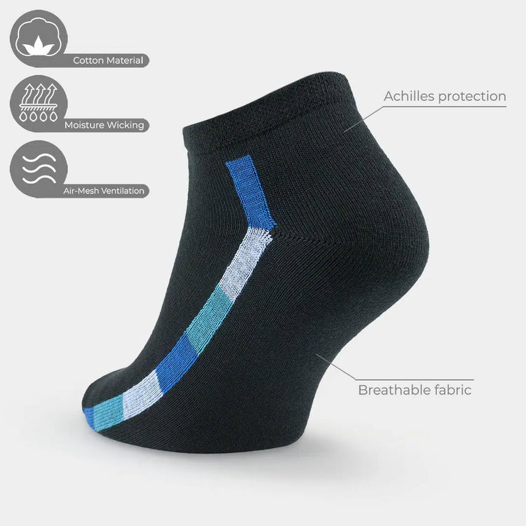 Men's Cotton Low Cut Thin Black Athletic Socks
