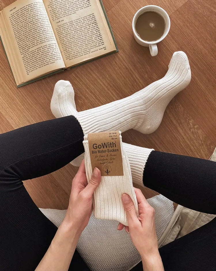 97% Cotton Crew Dress Socks for Men and Women  - Undyed