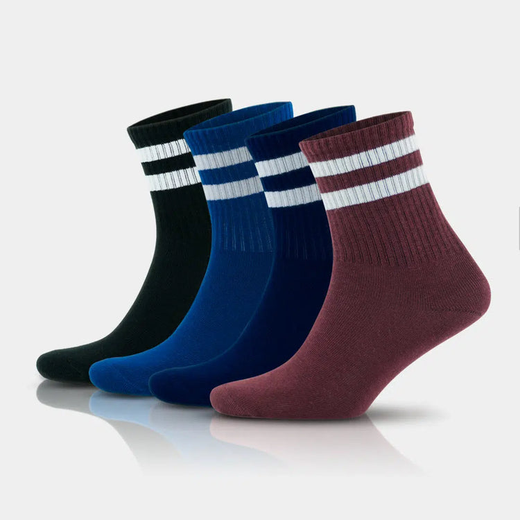 Men's Cotton Quarter Striped Retro College Socks