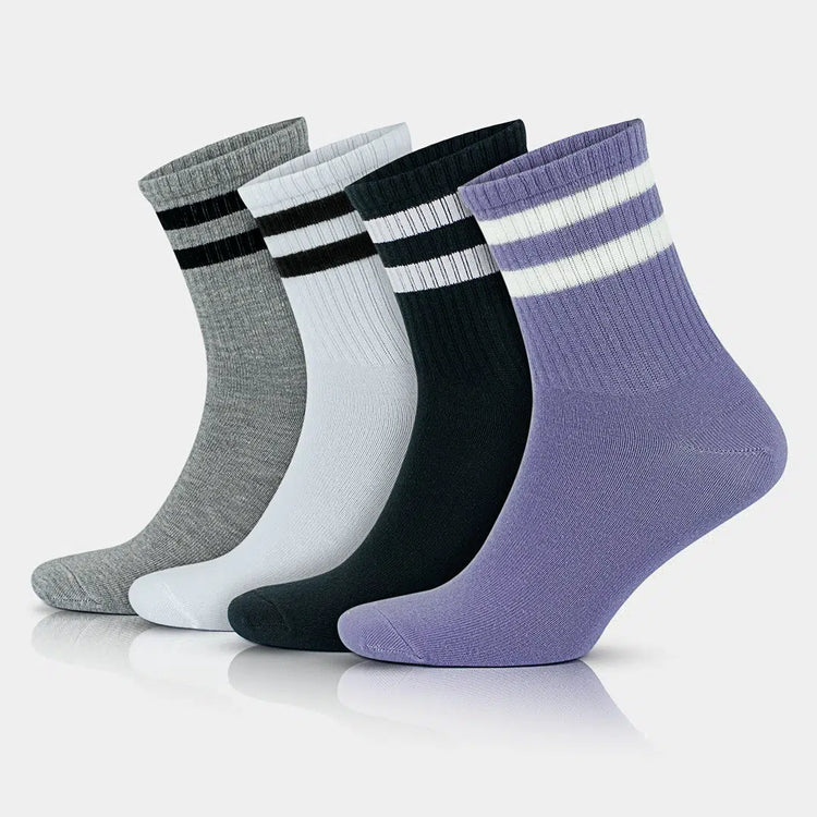 Men's Cotton Quarter Striped Retro College Socks