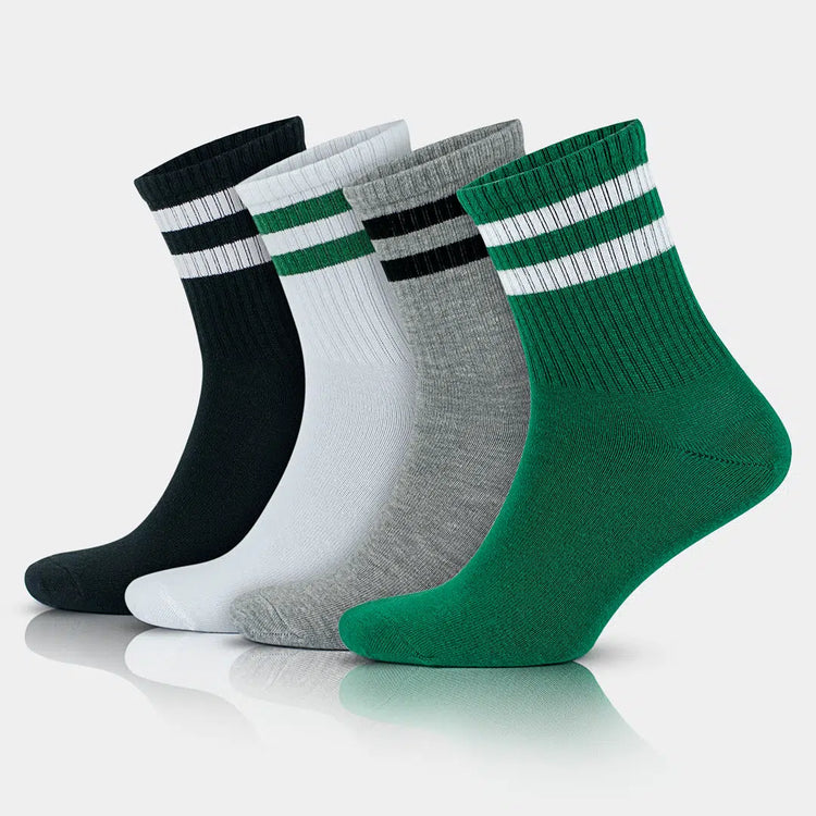 Men's Cotton Quarter Striped Retro College Socks