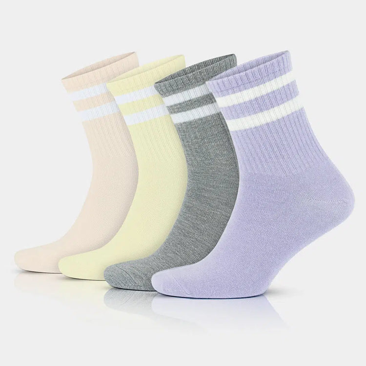 Men's Cotton Quarter Striped Retro College Socks