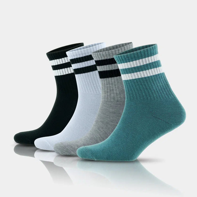 Men's Cotton Quarter Striped Retro College Socks