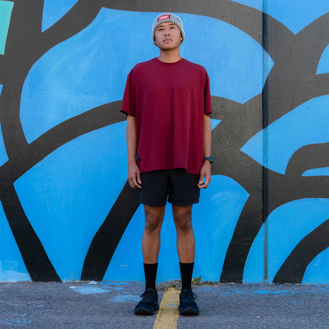 Men's Running Tee- Cabernet