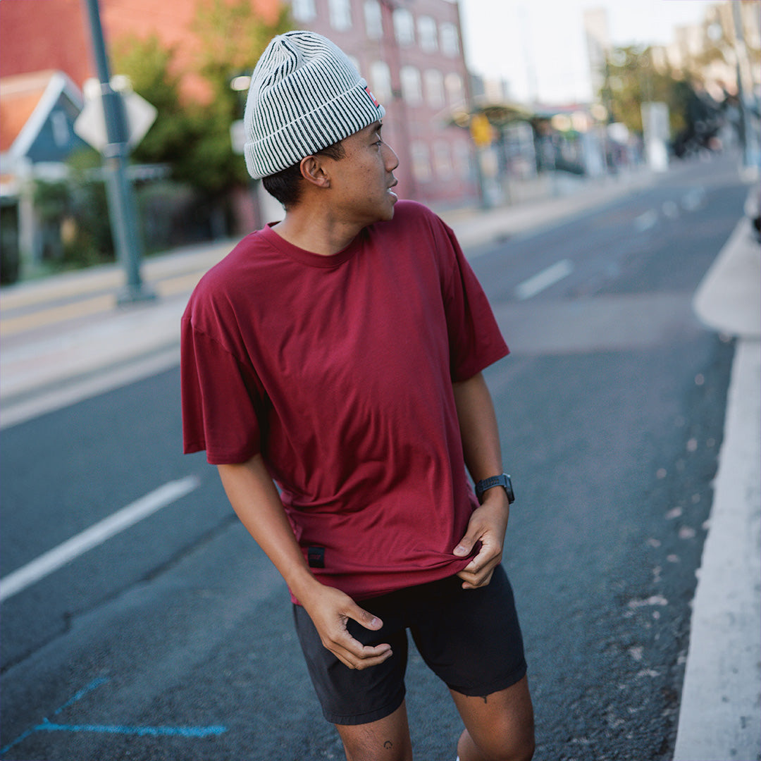 Men's Running Tee- Cabernet