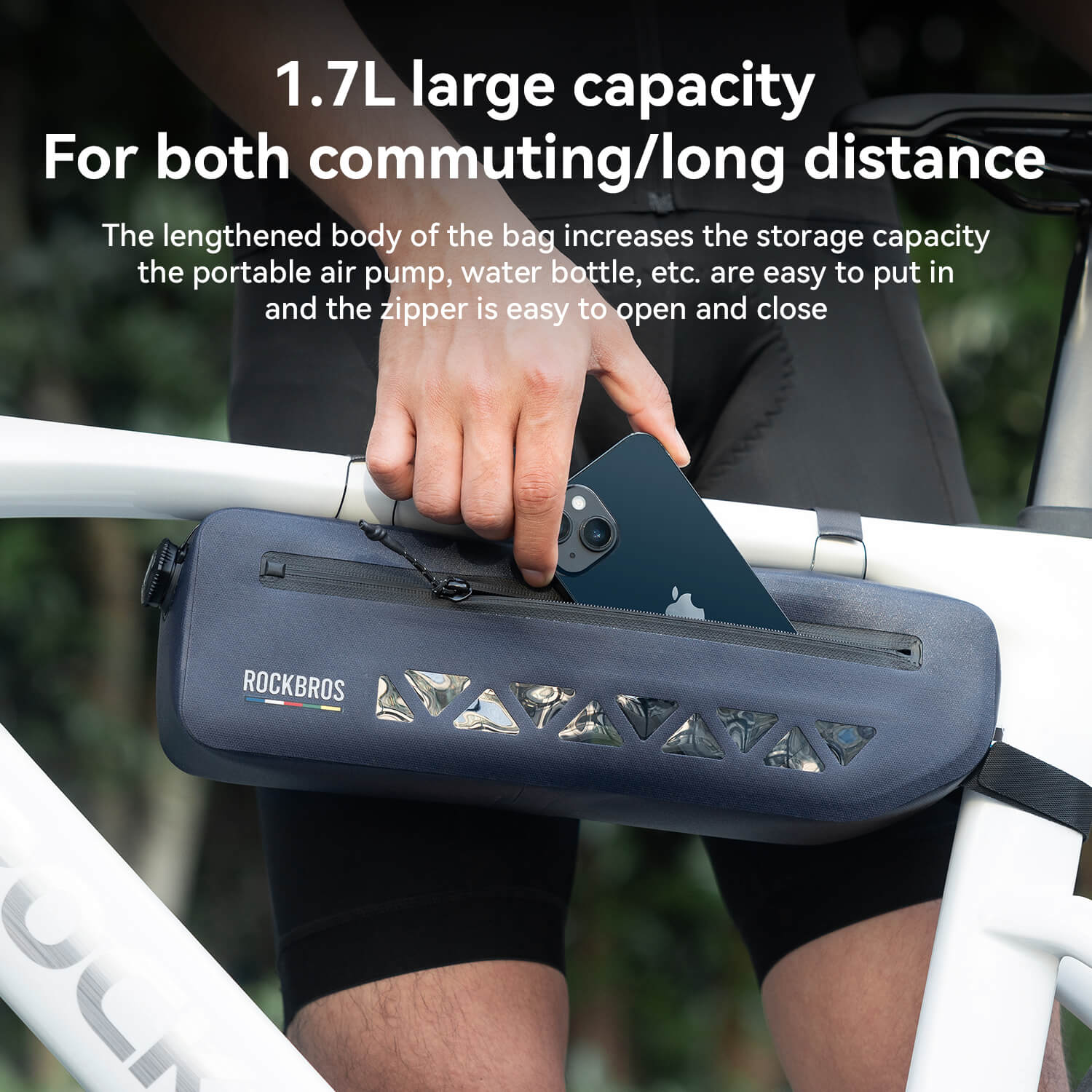 100% Waterproof Bike Frame Bag 1.7L Road-to-Sky