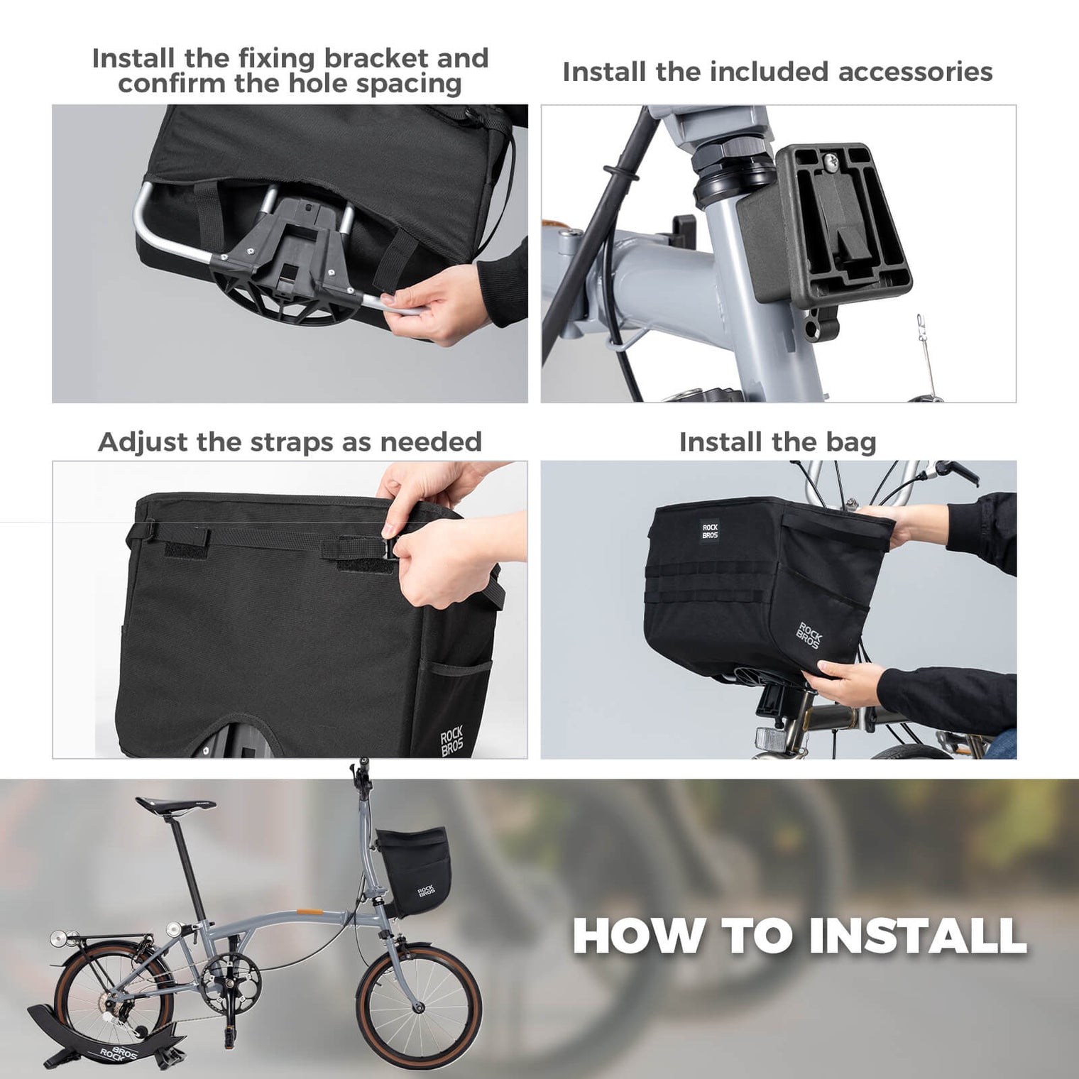 ROCKBROS Folding Bike Handlebar Bag Basket Bag - W016