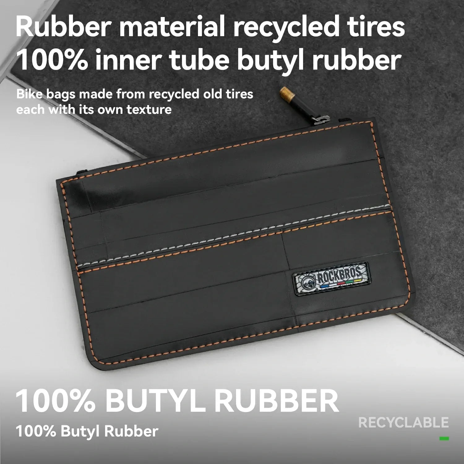 Sustainable Eco-Friendly Recycled Tire Bike Wallet 0.7L ROAD TO SKY
