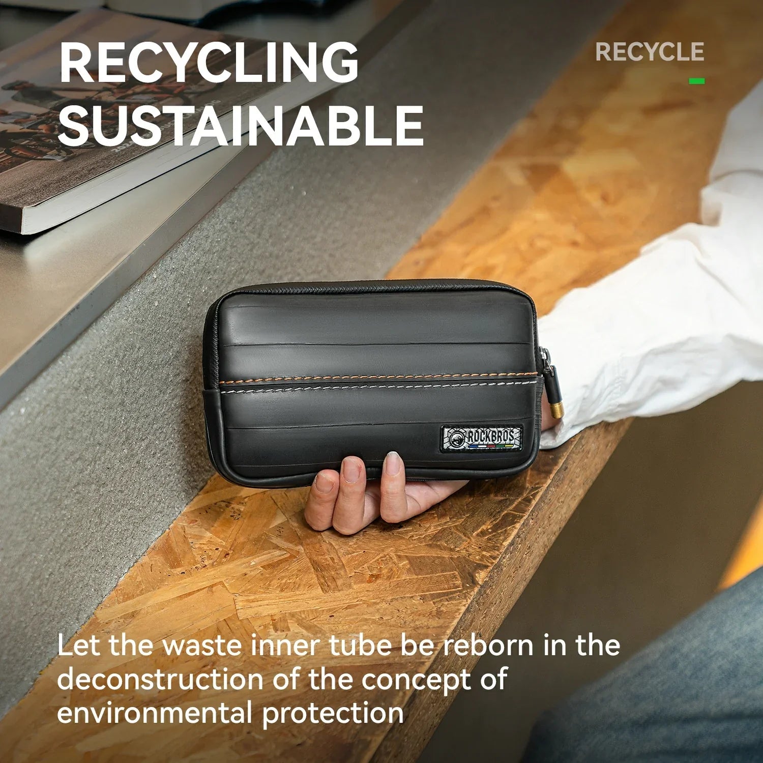 Sustainable Eco-Friendly Recycled Tire Bike Wallet 0.4L ROAD TO SKY