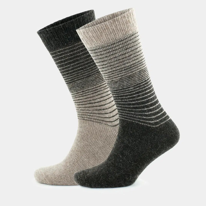 Alpaca Wool Crew Hiking Boot Socks for Men and Women - Striped
