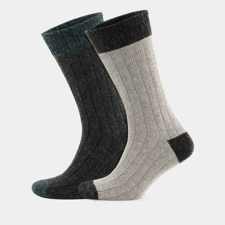 Alpaca Wool Crew Hiking Boot Socks for Men and Women - Ribbed