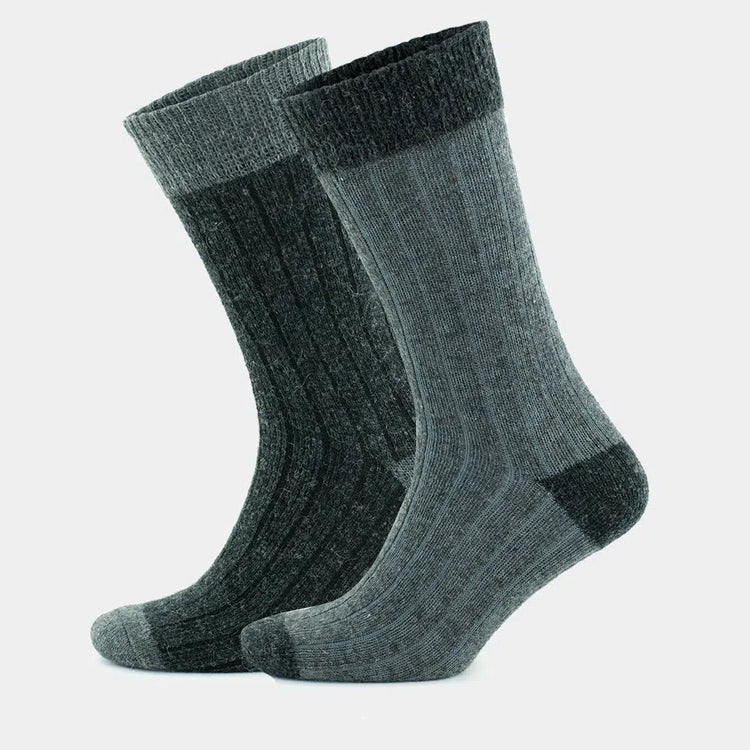 Alpaca Wool Crew Hiking Boot Socks for Men and Women - Ribbed