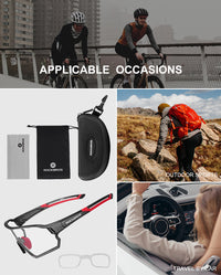 ROCKBROS Full Frame Photochromic Sunglasses Cycling Sunglasses Bicycle Full Frame Photochromic Glasses Bike Eyewear