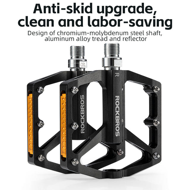 ROCKBROS Anti-Skid Aluminum Alloy Bike Pedals - Waterproof, Multiple Colors