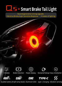ROCKBROS 1000 Lumen Front Bike Light + Smart Brake & Tail Light Q5 Set