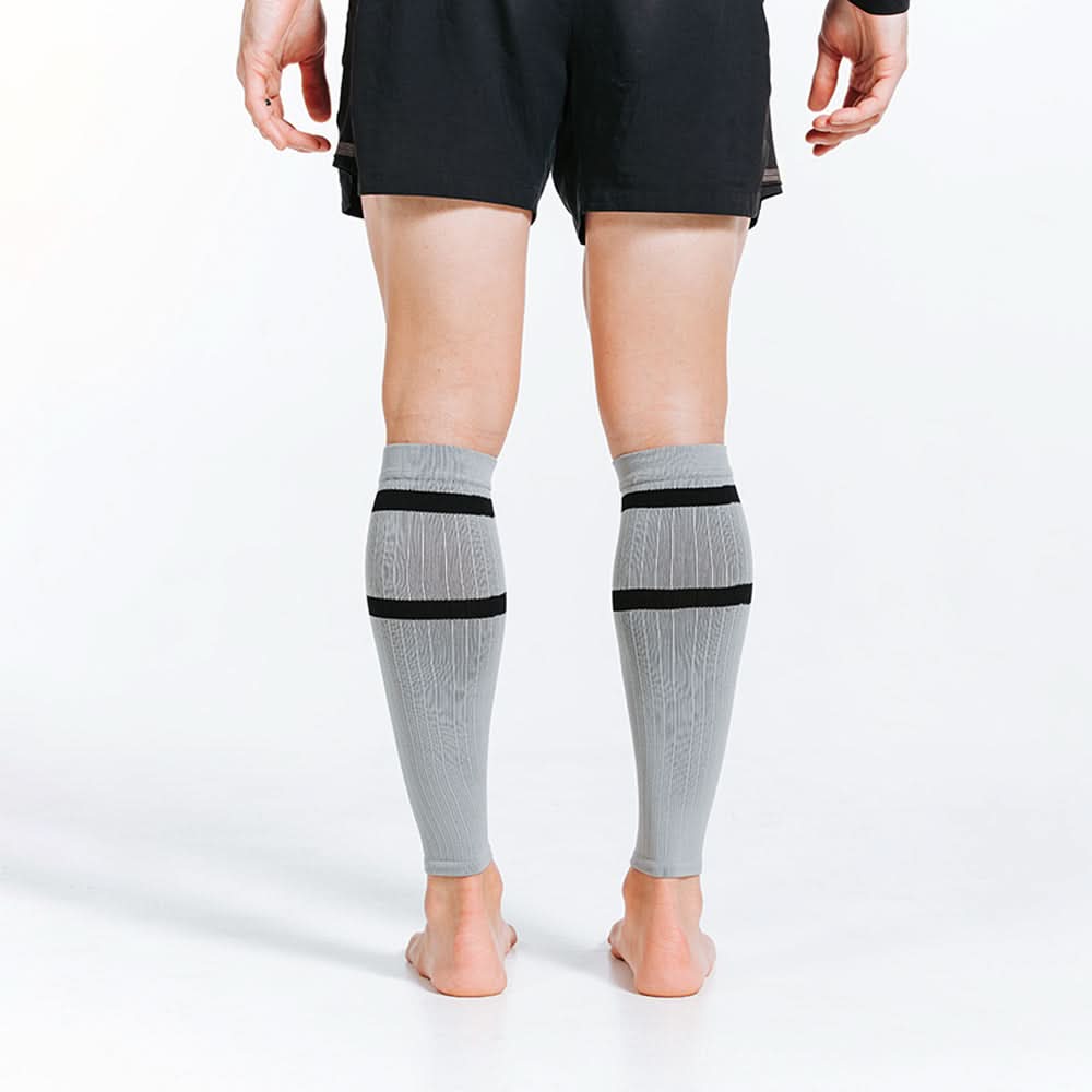 Calf Sleeves, Grey with Black Stripes