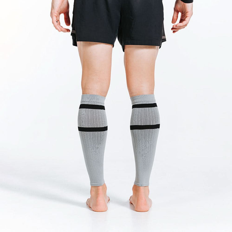 Calf Sleeves, Grey with Black Stripes