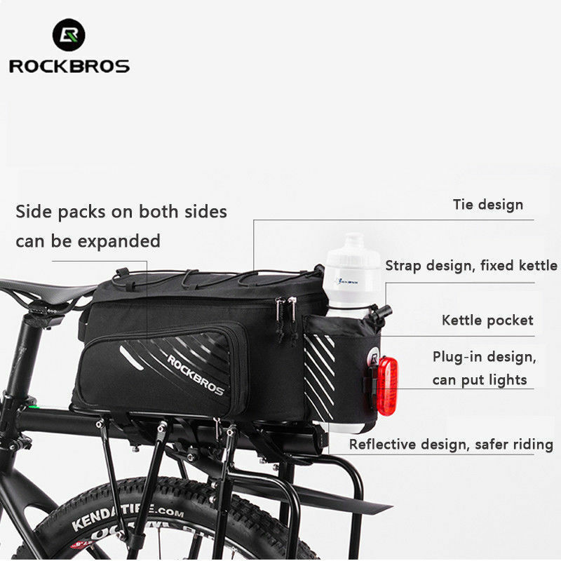 Pro Bicycle Rear Rack Bag with Extra Pockets