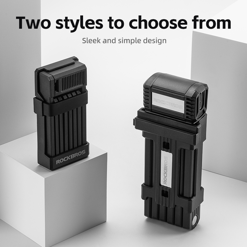 ROCKBROS MTB Road Bike Lock Key Folding Lock E-Bike Motorcycle Steel Lock Portable Antirust Anti-theft