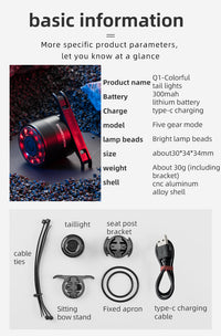 ROCKBROS Multiple Color Bike Tail Light Q1